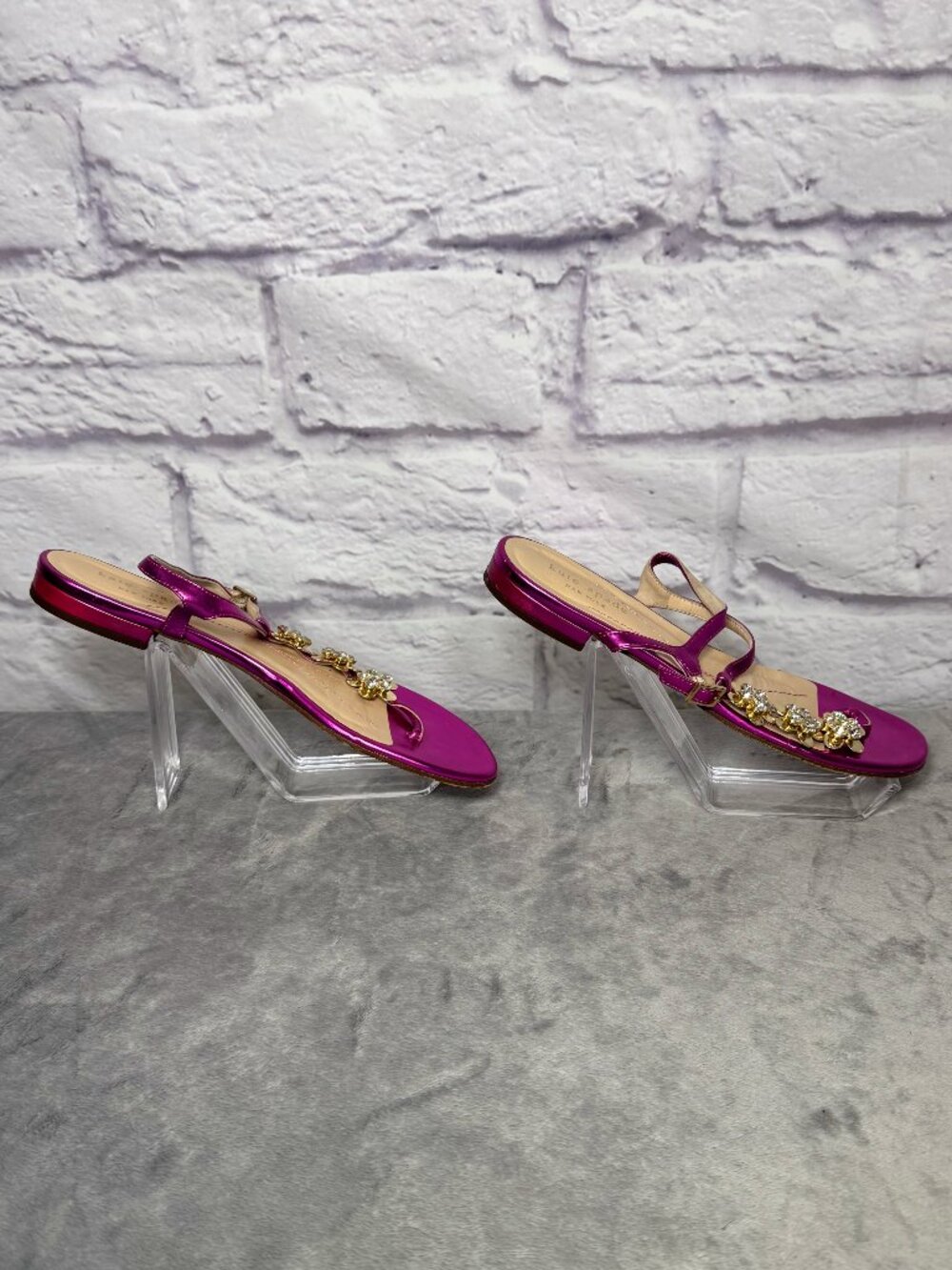 Kate Spade Fuchsia Crystal Floral Thongs